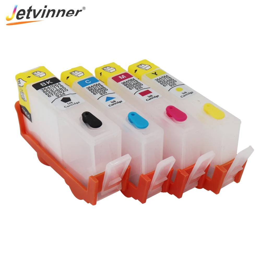 Printer Supplies Inkjet Ink Cartridge Ink Cartridge Jetvinner For HP 670 4-color Refillable Ink Cartridge for HP670 Deskjet 3525 4615 4625 5525 Printers with ARC chips