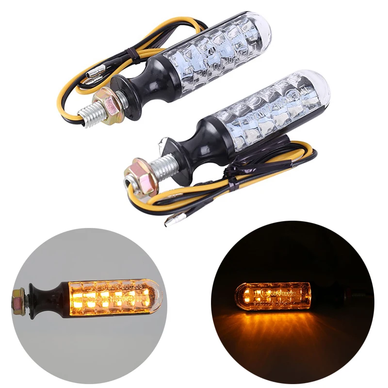 

2pcs 12V Motorcycle Turn Signal Light LED Yellow Light Horse Flowing Water Blink Cylindrical Universal Motorcycle Accessories