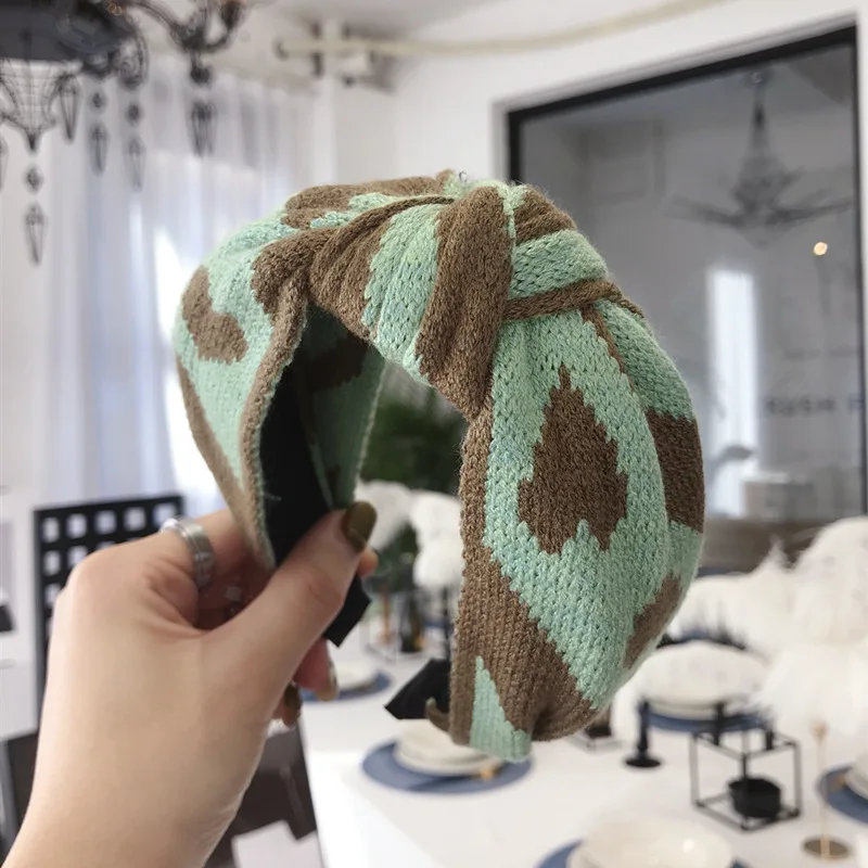 Ins/милые женские повязки на голову с широким узлом и принтом Love, аксессуары для волос, Корея, повязки на голову с цветами - Цвет: 4
