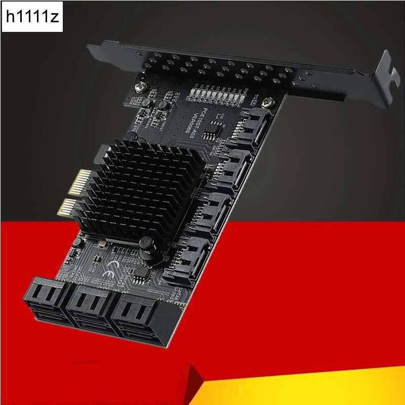

Mining Riser PCIE SATA PCI-E Adapter PCIE to SATA Controller Multiplier 10 Ports SATA 3.0 6Gbps to PCI Express X1 Expansion Card