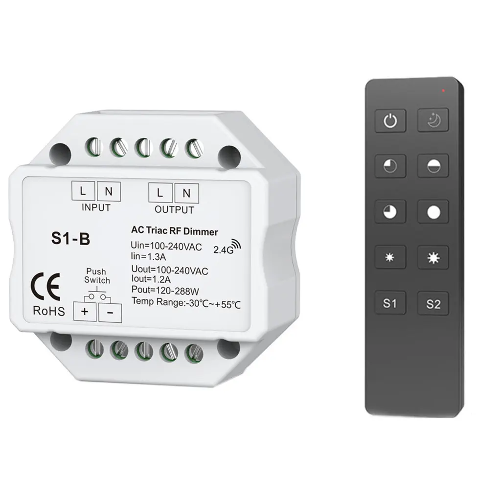 R1 remote control Светодиодный диммер 100-240V AC Беспроводной РЧ с регулируемой яркостью кнопочный переключатель с 2,4G пульт дистанционного управления для одного Цвет светодиодный лампы - Цвет: R1 remote control