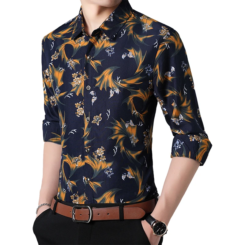 

Plus Size 5XL 6XL 7XL Men's Flower Shirt 2020 Autumn New Casual Hawaiian Slim Fit Long Sleeve Shirt Male Brand Clothes