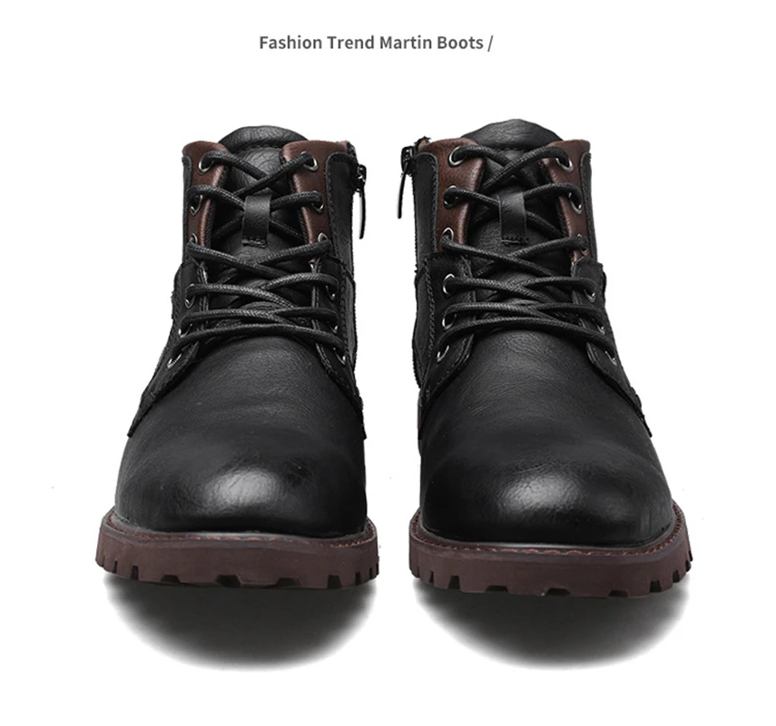 39-49 winter boots leather warm Non-Slip Comfortable winter shoes men#AF3998