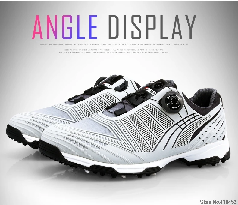 Мужские туфли для гольфа Удобная удобная обувь противоскользящие дышащие кроссовки для ногтей запирающее устройство кроссовки AA51039