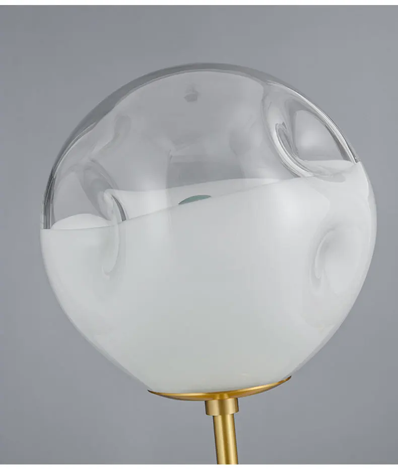 Nordic restaurant decoration LED lighting white gradient glass ball table lamp concave design brass bedside E27 bulb single head