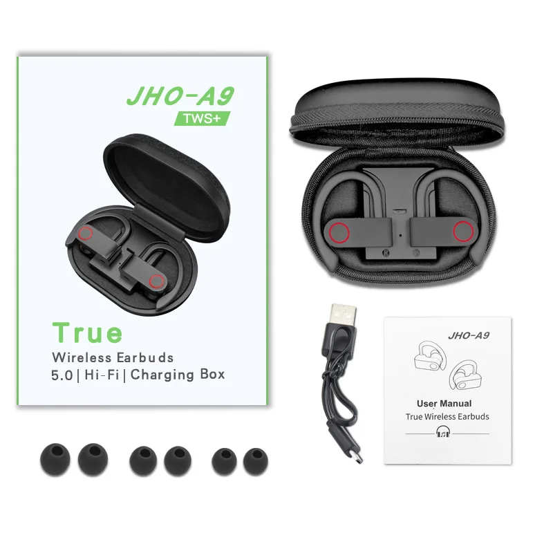 Беспроводные bluetooth-наушники Heaton A9 TWS с зарядным устройством, Bluetooth наушники V5.0, настоящие стереонаушники с микрофоном