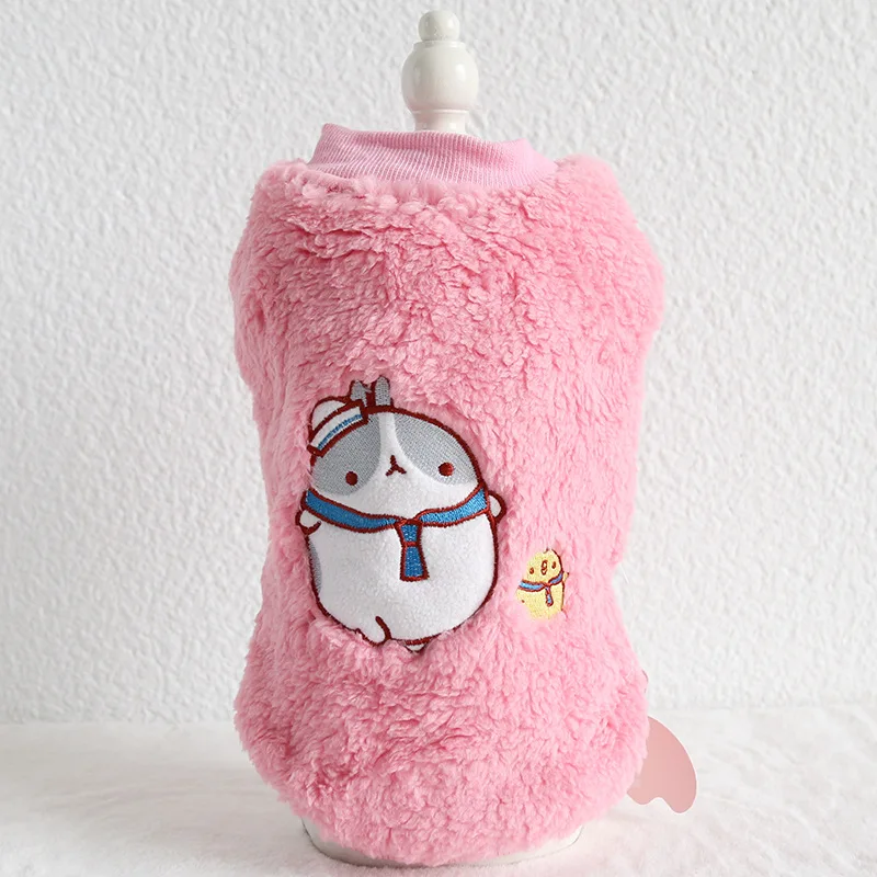 

Autumn and Winter Dog Clothes with Chinchilla Chicken Printed Cotton Padded Warm Clothes for Dogs Blue Pink Colors Pet Products