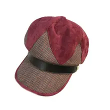 Британский стиль, винтажный берет из искусственной замши в стиле пэчворк, вязаная женская кепка в клетку, газетчик, 6 панелей, зимняя теплая Кепка с козырьком, темно-синяя шапка A69C