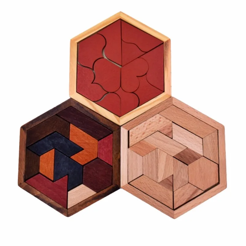 11 шт. шестигранные деревянные геометрические фигуры|Пазлы| |