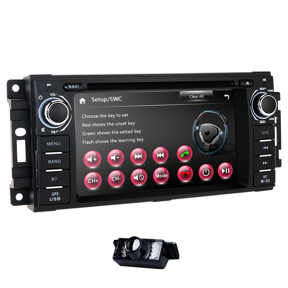 Top Car Monitor DVD Player For Wrangler Compass Grand Cherokee 2008-2011 With GPS Navigation Multimedia radio steering wheel BT DVR 5