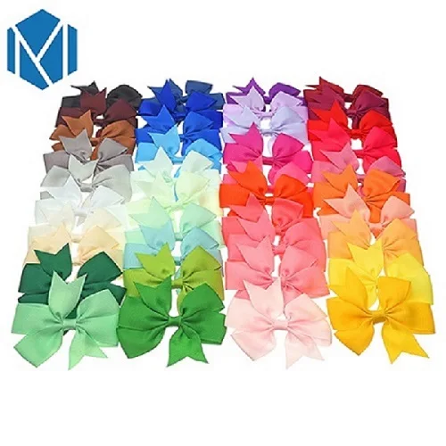 Mix Color 40 шт./компл. 3 дюймов с бантиком из ленты для Заколки для волос для маленьких девочек; Милые Haarspeldjes Voor Meisjes банты волосов Kawaii Prendedor де Cabelo - Цвет: Mix Color