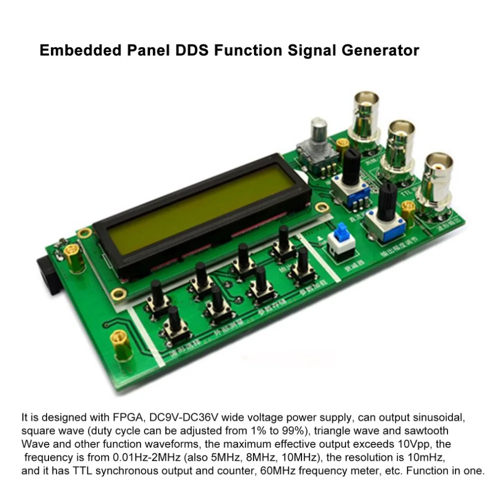 FellTech SGP1002S Embedded Panel DDS Function Signal Generator/Teaching Instrument Signal Frequency Counter with Adapter EU