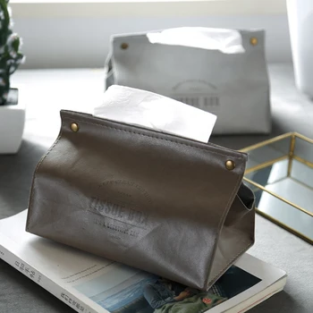 

Leather Tissue Box Napkin Holder Bathroom Waterproof Tissue Box Desktop Storage Box Portable Detachable Storage Organization