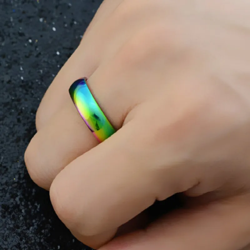 

2019 New Men Rainbow Color New Stainless Steel One Ring of Power the Lord of One Ring Lovers Men Men Fashion Jewelry