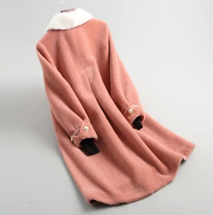 Real Fur Coat Mink Fur Collar Wool Jacket Autumn Winter Coat Women Clothes Sheep Shearling Korean Tops Abrigo Mujer ZT3668