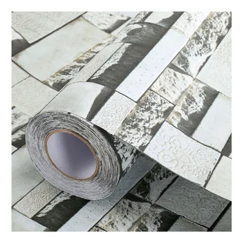 

Thickened 3D Stone Wall Sticker Brick Wallpaper Self Adhesive Wall Mural Decals for Living Room Bedroom Office Decor (Black and