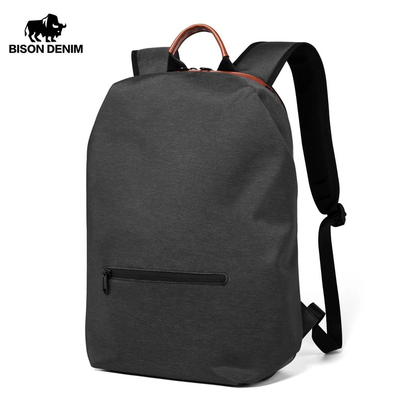 BISON DENIM Men Backpack 15.6 inches Laptop USB Charging Backpack Water Repellent Rucksack School Teenager Mochila N2894