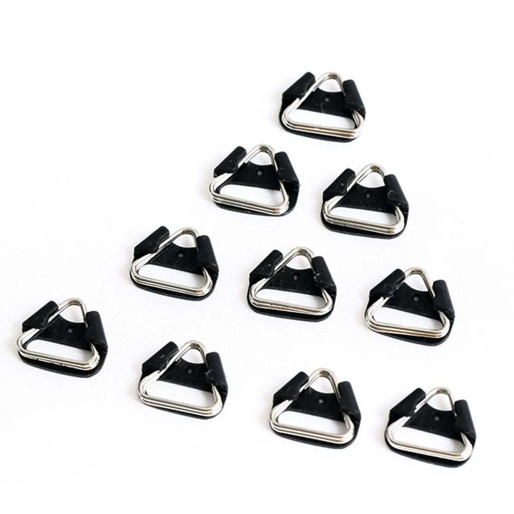PATIKIL Set 8 Anelli Triangolari Metallici Per Cinghia Fotocamera - Adattatori Con Cappuccio In Plastica, Universali, Argento E Nero