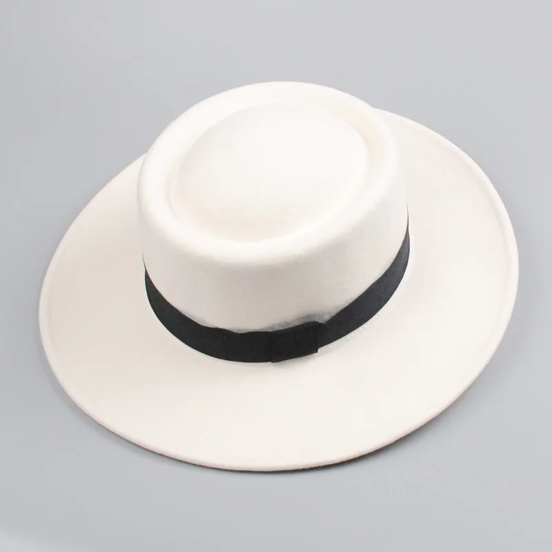 Осенне-зимняя шерстяная шляпа Fedora белая церковная шляпа для женщин и мужчин фетровая Панама шляпа-пирожок для свадьбы