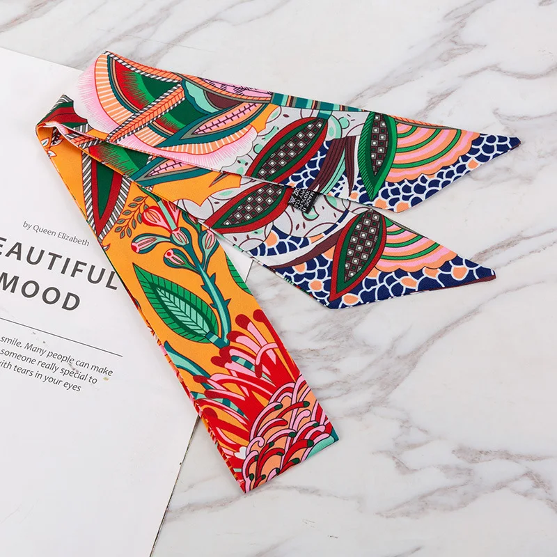 New Luxury Skinny Double Sided Print Bag Handle Scarf Small Ribbon Hair Band Fashion Brand Girl's Decoration Head FM06 |