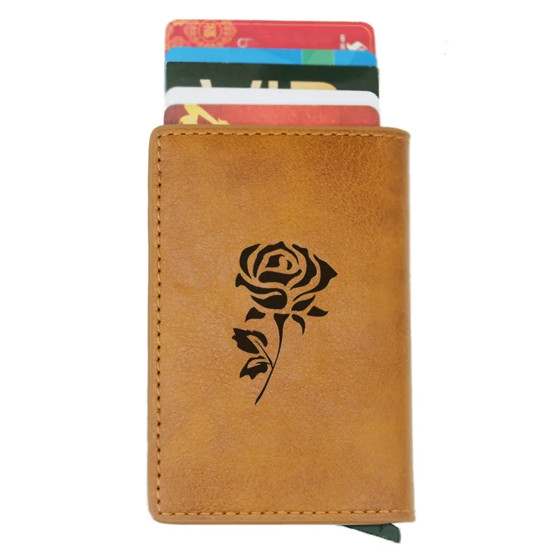

Classic Fashion Rose Design Men Women Leather Wallets High Quality rfid small wallet Vintage Short Mini Card Wallet