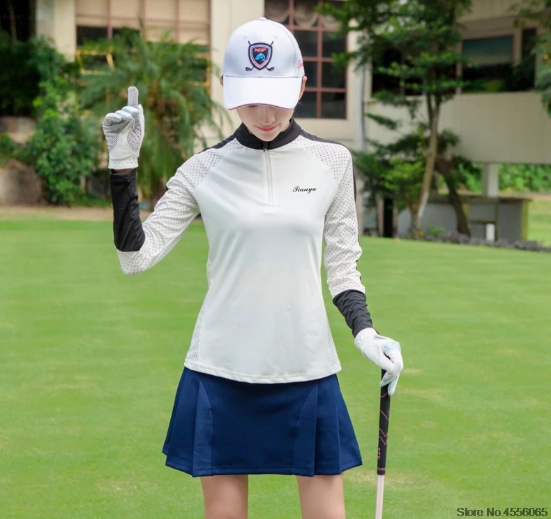 Womens Breathable Mesh Golf Shirts Dry Quick Training Shirts Ladies Long Sleeve T Shirt Golf Sportswear Plus Sizes S-XXL D0694