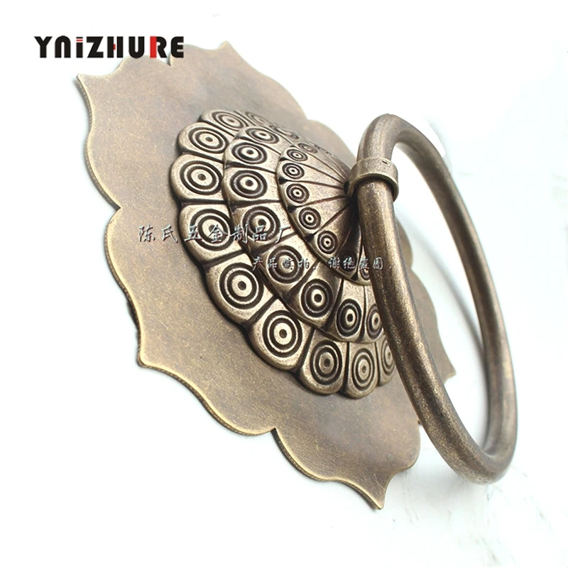 

2 pcs 175mm Chinese Antique Bronze Door Handle Copper Ring Shop First Beast Handle