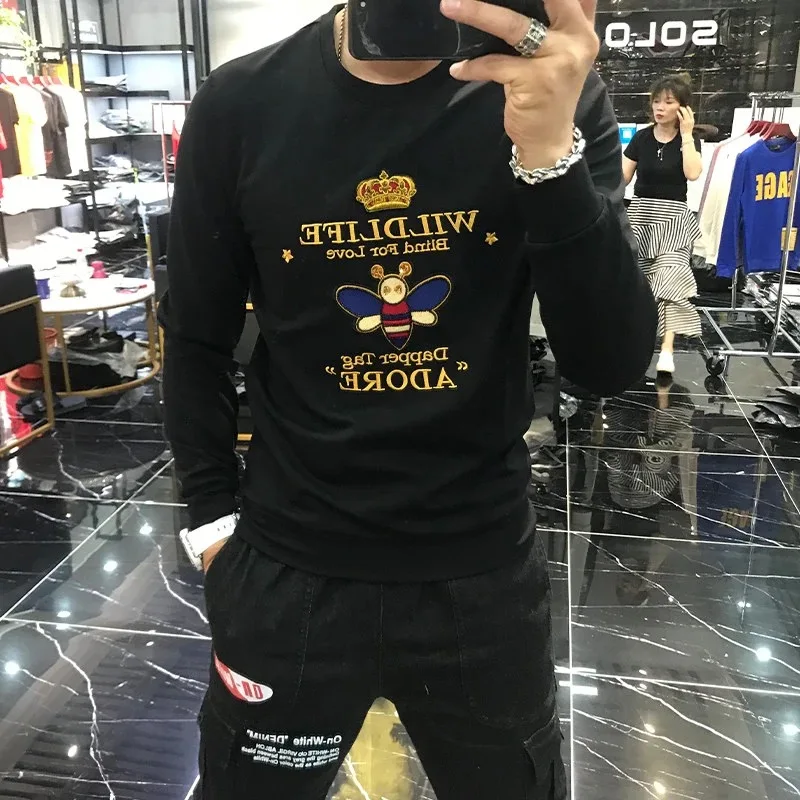 

Winter Hoodie Men's New Embroidery Casual Trend High Quality HoodyO Neck Hip Hop Bee Pattern Fashion Pullover Tops