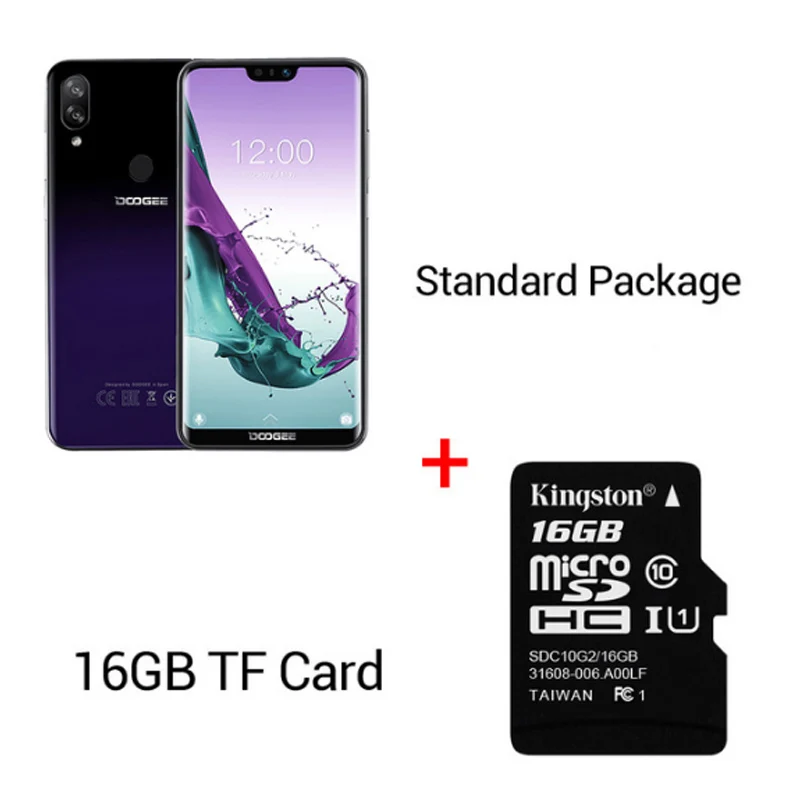 Purple n 16GB Card DOOGEE N10 мобильный телефон Octa Core, 3 Гб оперативной памяти, Оперативная память 32GB Встроенная память 5,84 дюймов FHD+ 19:9 Дисплей 16.0MP Фронтальная камера 3360 мАч Android 8,1 4glte - Цвет: Purple n 16GB Card