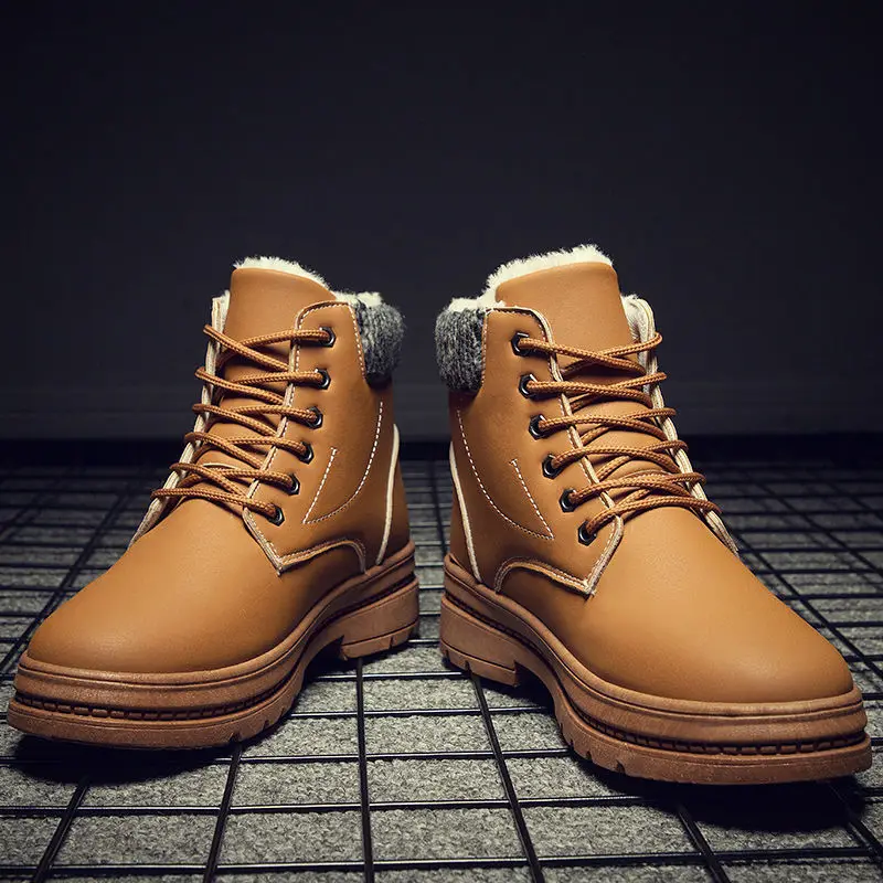 

Hiking shoes men winter basic plush shoes elegant ankle boots man PU leather shoes casual sneakers