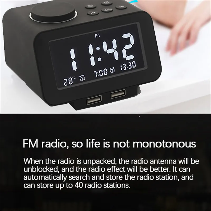 K8 Bluetooth динамик Будильник Радио зарядка телефон планшет аудио музыкальные часы дисплей подарок светодиодный дисплей украшение для дома часы