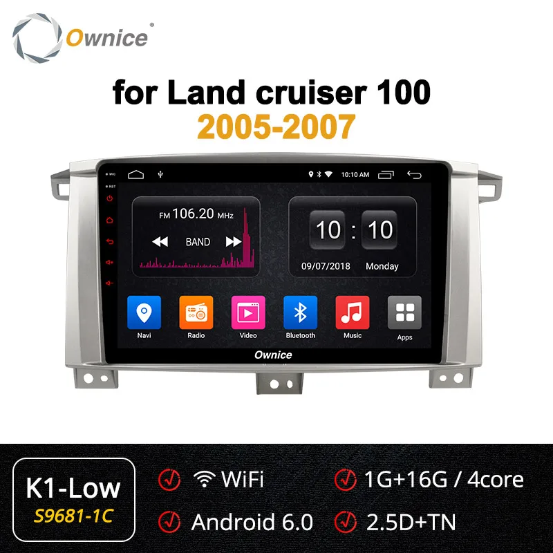 Ownice k3 k5 k6 Android 9,0 DSP SPDIF автомобильный DVD для Toyota Land Cruiser 100 LC100 150/Lexus LX470 2005-2007 авто радио Navi 4G - Цвет: S9681-1 K1 LOW