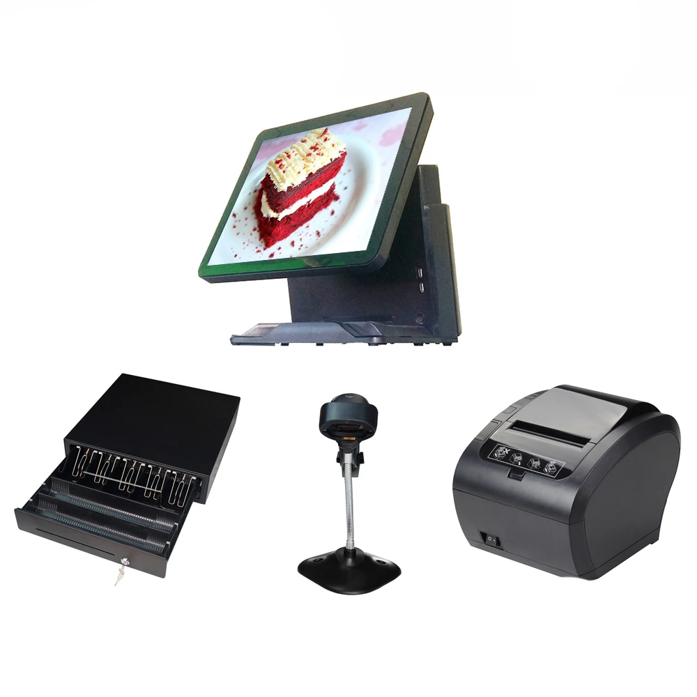 

factory price pos terminal wholeset pos teminal with scanner printer cash drawer pos system