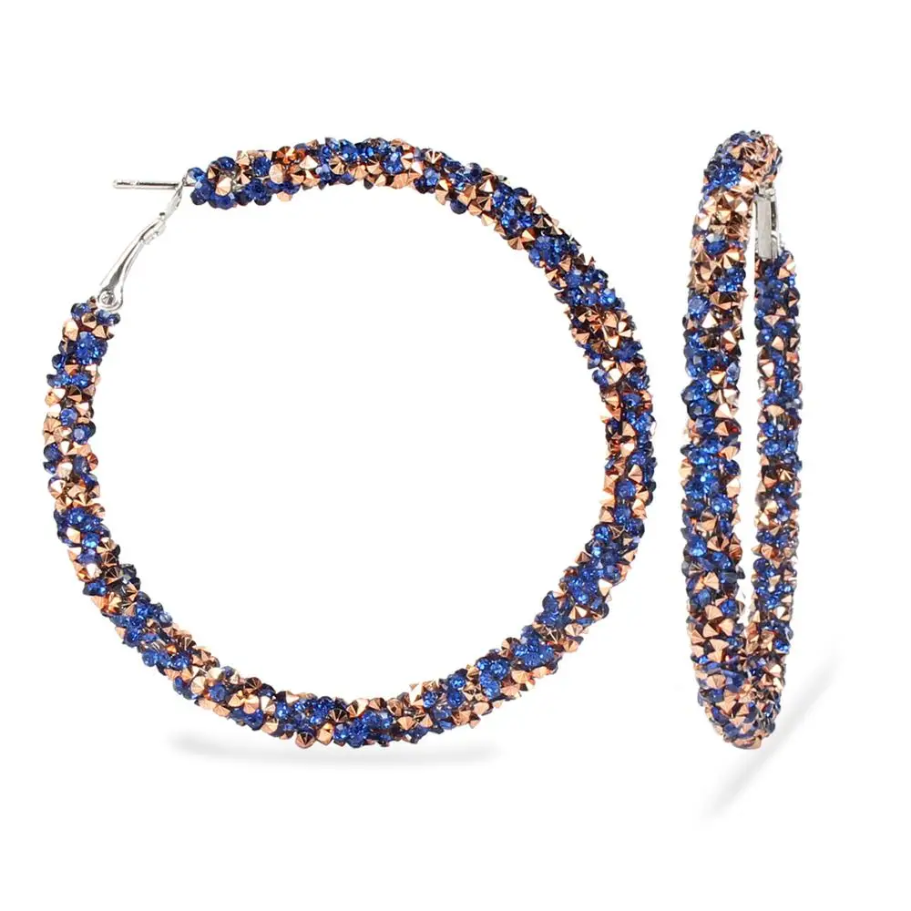 SUKI дизайн модный очаровательный австрийский хрусталь серьги-кольца геометрические круглые блестящие стразы большие серьги ювелирные изделия для женщин
