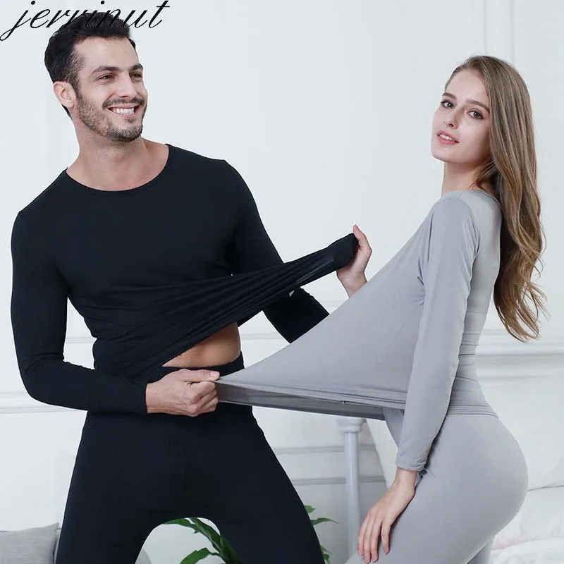 Jerrinut размера плюс подштанники для женщин и мужчин 3XL 4XL 5XL 6XL термобелье комплект