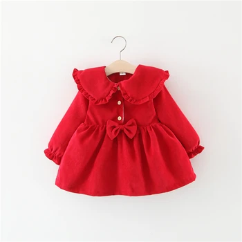 

Baby Girls Dress Toddler Kid Baby Girl Long Sleeve Dress Lotus Leaf Solid Frill Princess Dress For Baby Clothes