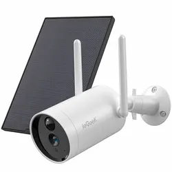 Câmera de segurança exterior sem fio com painel solar, câmera a pilhas recarregável, câmera de vigilância em casa da câmera 1080p wifi