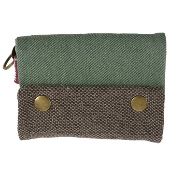 

Unisex Men Women's Three Layer Folded Manual Canvas Wallet Bag With Multi Card Holder,Boy Girl's Multifunction Coin Purse(Green)