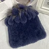 Russian Winter Real Fur Hat Hot Sale Natural Rex Rabbit Fur Warm Cap Ladies Knitted 100% Geunine Fur Hats 3