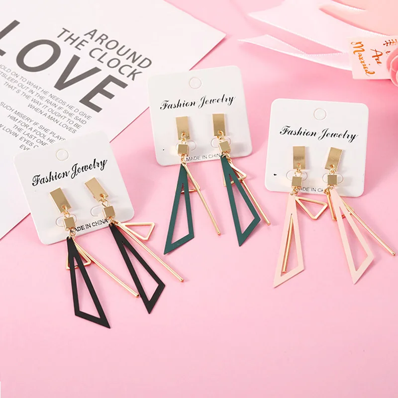 Stud-Earrings Jewelry Statement Street-Trendy Heart Black Women Enamel Girlfriends Gold
