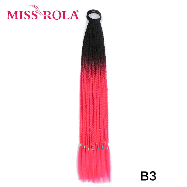Synthetic Chignon Hair 60cm Hair Color Gradient Dirty Braided Ponytail Women Elastic Hair Rubber Band Hair Accessories Headband B3