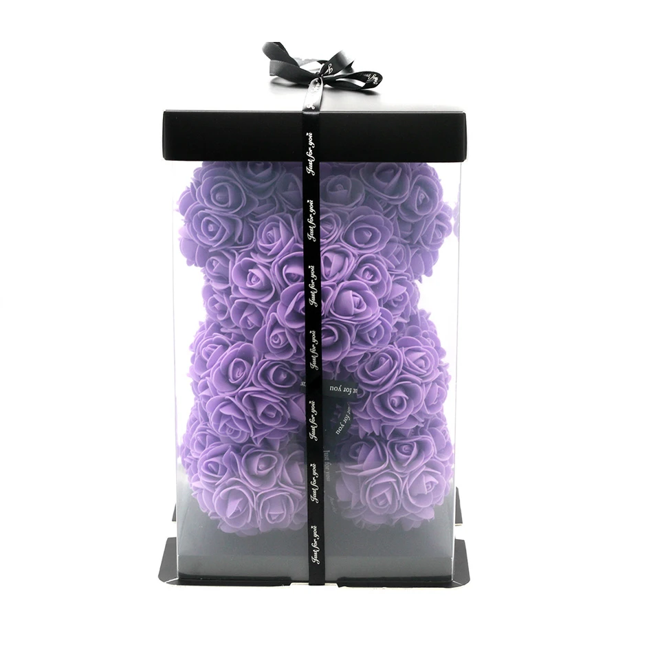 40cm purple with box Подарок на день Святого Валентина 40 см красная Роза плюшевый мишка цветок розы искусственное украшение Рождественские подарки для женщин подарок на день Святого Валентина - Цвет: 40cm purple with box