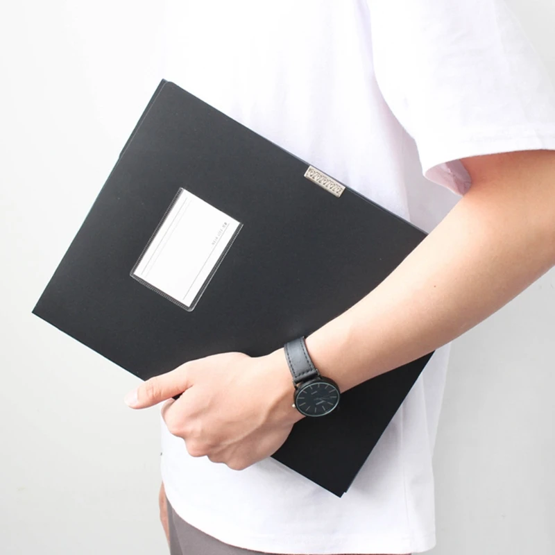 Multi-purpose File Case Lockable Desktop Standing File Folder Box Lable Window Design Easy to Pull In/Out