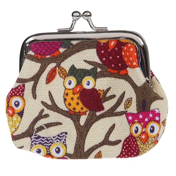 

Women's Owl Printed Coin Purse Wallet Canvas Pouch Money Bag