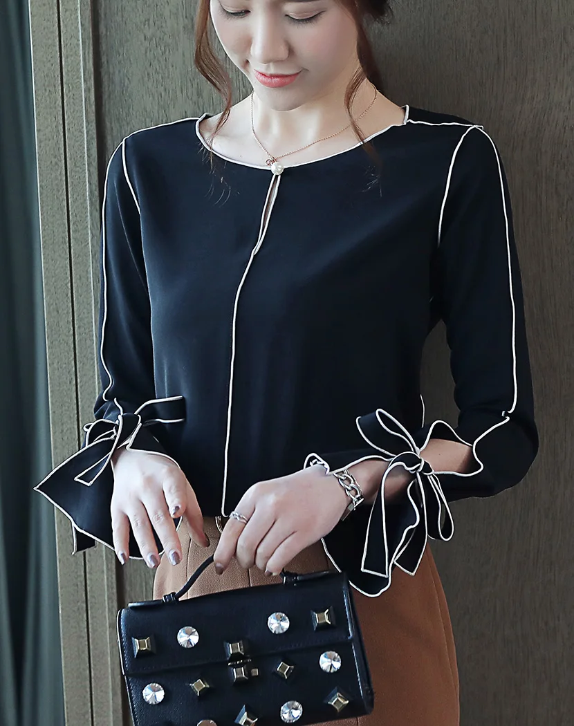 Blusas mujer de moda шифоновая летняя блузка женские топы и блузки Повседневная рубашка с длинным рукавом Офисная Женская блузка рубашка Одежда