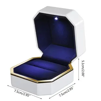 

Hot Wedding Pendant Box LED Lighted Deluxe Velvet Jewelry Gift Engagement Display Storage Foldable Valentine's Day Gift
