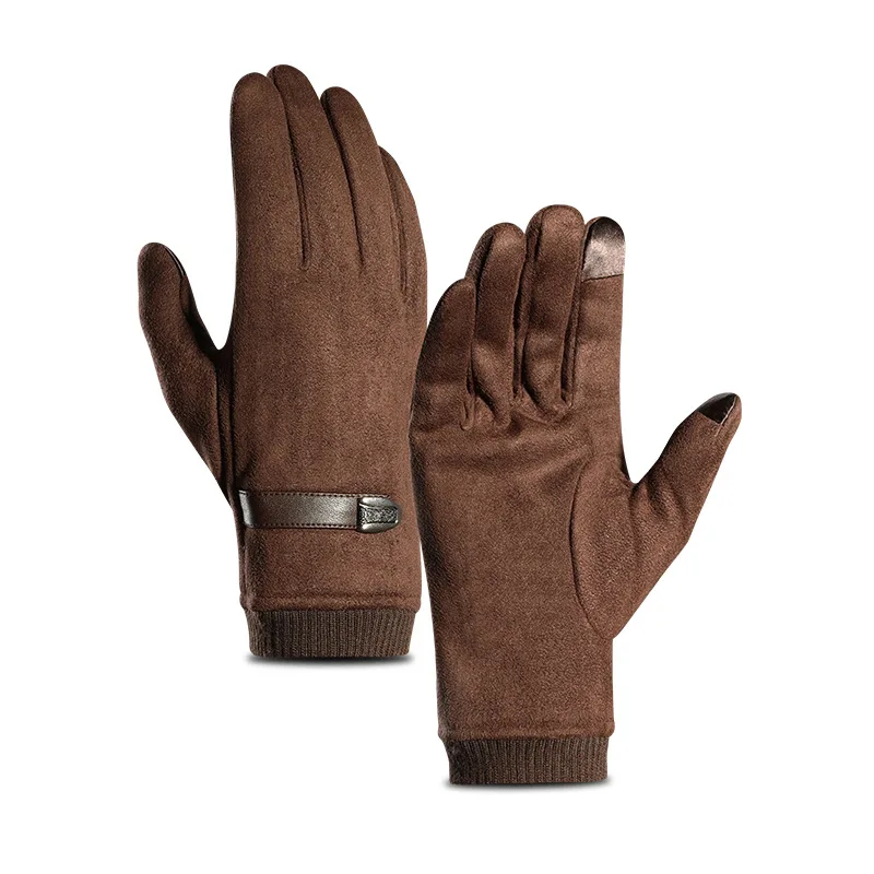 Перчатки мужские зимние теплые дышащие с сенсорным экраном версия для улицы езда бег горный туризм Вождение ветрозащитные перчатки - Цвет: Brown