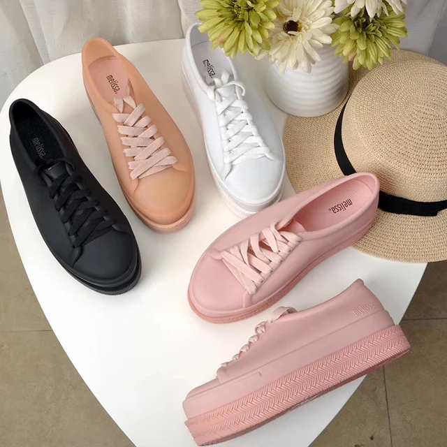 US $28.57 Melissa Spring Breathable Women Shoes Ladies Lace Up White Sneakers Shoes Valcanize Platform Fashio
