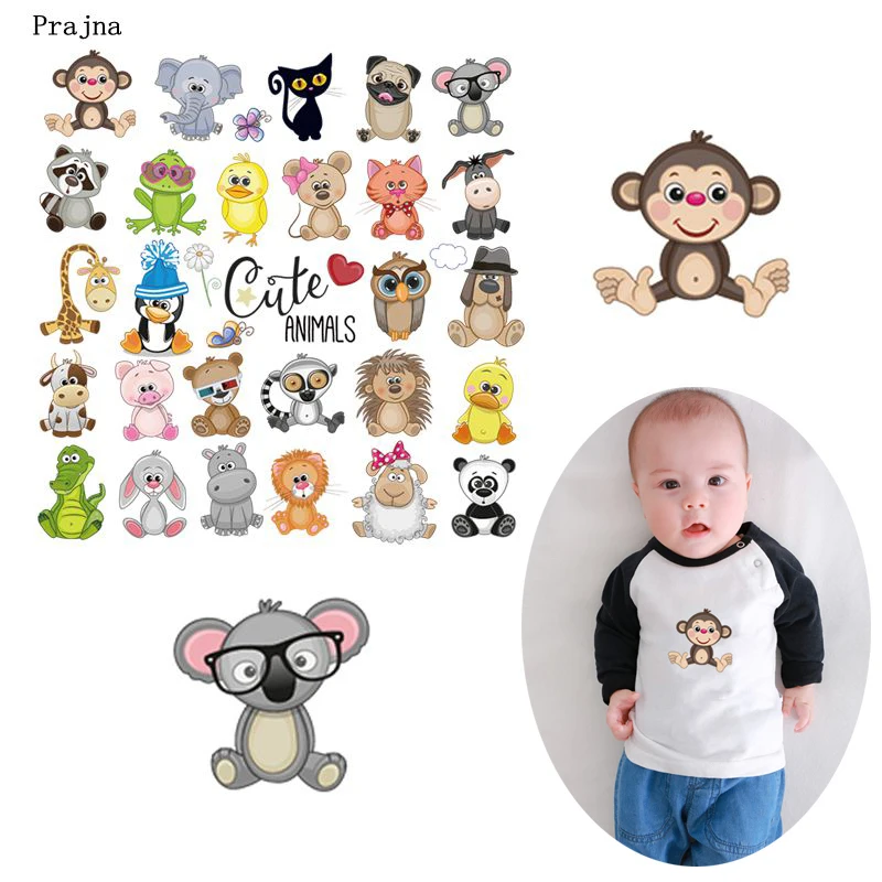 

Prajna Cute Animals Iron On Transfers Vinyl Heat Transfer Thermal Patches Applique Unicorn Owl Stickers For Clothing DIY T-shirt