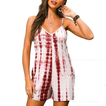 

Women's Sleep Lounge Playsuit Women Home clothes V Neck Spagetti Playsuits Sleepwear Summer Loose Shorts Romper Women Onesies